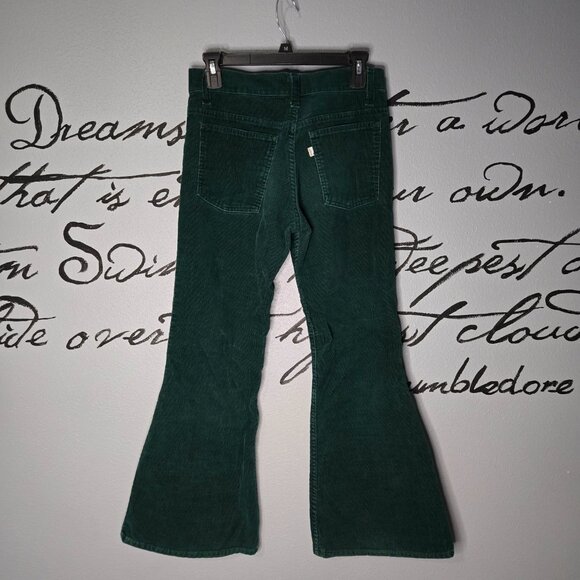 Vintage 70s Levi’s 646 GREEN Corduroy Flared Bell Bottoms Pants White Tag 30x27 - Picture 4 of 6